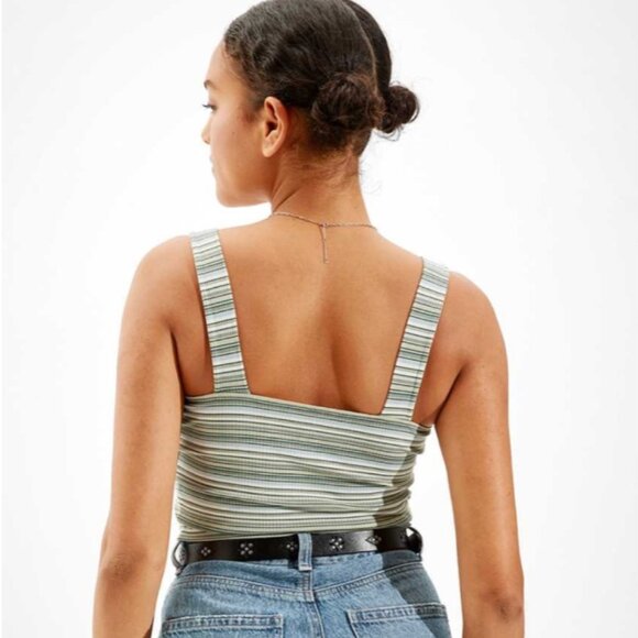 EUC Women's AMERICAN EAGLE Square Neck Ribbed Cropped Tank Top | Size XS - Picture 2 of 8